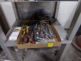 Box with Standard Open End Wrenches, Hammers, Screwdrivers, Snips, Misc Too