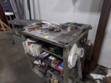 3' Alum Work Bench, On Casters, With Contents, Drill Bits, Misc Pipe, Misc