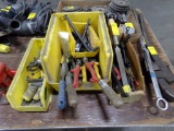 (3) Yellow Containers of Files, Snips, Drill Bits, Hole Saws, Allen Wrench,