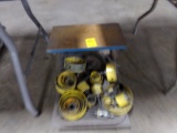 Rolling Shop Stool with Large Group of Hole Saws