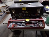 Tool Box Loaded with Ratchet Set, Snips, Files, Drill Bits, Click Fast Rive