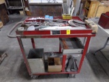 2-Tier Shop Cart On Casters, 3' with Contents, Rivets, Air Hammer Bits, Alu