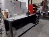 Metal Work Station with Tool Box Welded On, Total Length 100'', 3' Deep, 6'