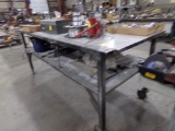7' HD Work Bench On Casters with Bottom Shelf & Contents