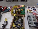 (2) Boxes w/ Hole Saws, Dewalt Drill,IR Air Wratchet, Lg Group of Long Dril
