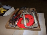 Box w/Steel Tape, Welding Clamps, Wrenches, Hacksaw, etc.