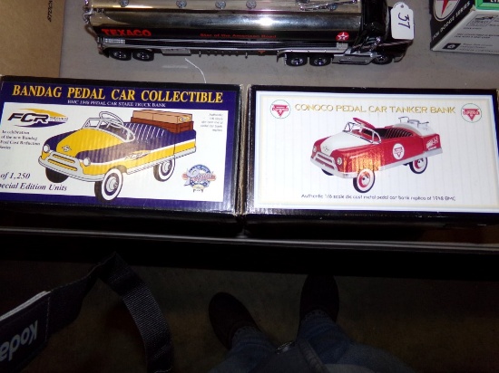 (2) Diecast Collectible Pedal Cars (1) FCR Series By Bandag BMC 1948 Pedal