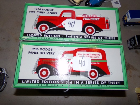 (2) Texaco 1:25 Scale Trucks (1) 1936 Dodge Tanker And (1) 1936 Dodge Panel