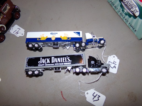 (2) 1:64 Scale Tractor Trailers - (1) Jack Daniels, (1) Corona