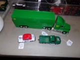 BP Plastic Service Center Tractor Trailer With Car, Pepsi Cola Morris Minor