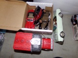 Texaco Tin Truck Bank, Lancia Tin Convertible and (3) 1:32 Scale Cars