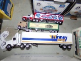 (3) Small Tractor Trailers - 1:64 Scale Kinney Drugs, (1) Harley Davidson A