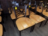 (8) Fancy Cooper/Brown Steel Frame/Maple Wooden Seat Dining Chairs (8x Bid