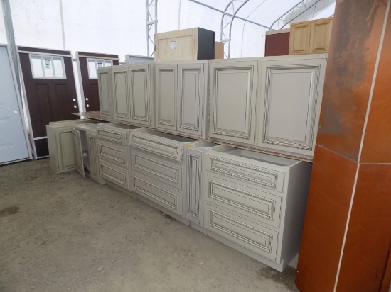 Tan/Off White Gallery Set; 30''Upper Cabinets; 12 Piece Set; (2) 30'' Base