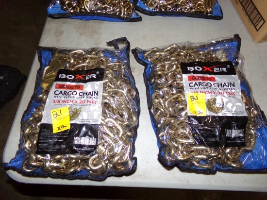 (2) New Boxer Grade 70 3/8 x 20' Cargo Chains, (2x Bid Price)