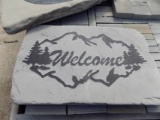Mountain Scene Welome Sign, 14'' x 24'', Custom, Real Neat