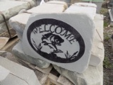 Fish Scene, ''Welcome'' Stone Sign, Approx. 17'' x 24'', Real Nice