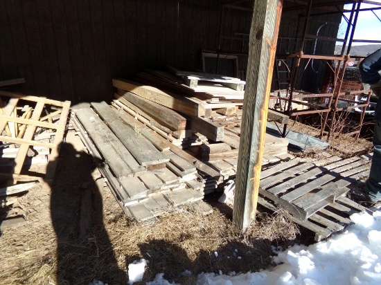 Stack of 1'' Rough Cut Lumber w/Beams & Planks on Top