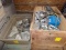 Wood Box of Electric Items, and Tote of Casters