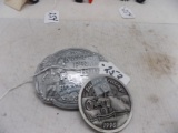 AC 1990 Pewter Holiday Ornament+Hesston Rodeo Finals Buckle- Both Sell Toge