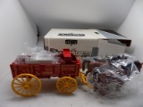 NH Barge / Horse Drawn Wagon 0n Steel w/2Horses,NIB, 1/16 Scale, by Scale M