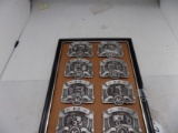 (8) Collectible AC Tractor Belt Buckles on Frame (Models 4, WD-45, D-14, D-