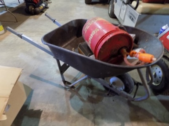 Black Wheel Barrow with Misc. Tools Contents