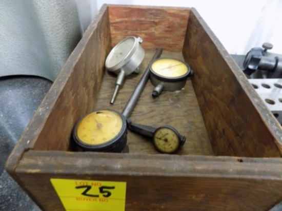 Wood Box with (4) Indicators, Federal, Starrett, TestMaster & Unbranded