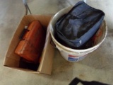 Bucket & Box of Weedeater Accessories