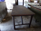 71'' x 32'' Heavy Steel Table w/Wood Top, w/Grinder on the Corner