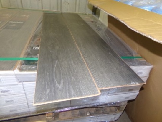 Grey Oak Laminate Wood Flooring, 8'' x 48'' x12mm, Dark Grey Swirl, Very Ni