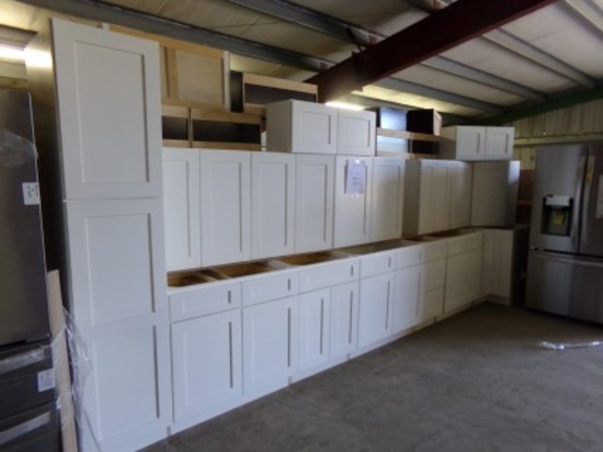 White Shaker Kitchen Cabinet Set, 30'' Top Cabinets, Self Closing Doors & D