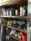 Contents of Left Side of Wood Shelves, Fluids, Hardware and Misc Items