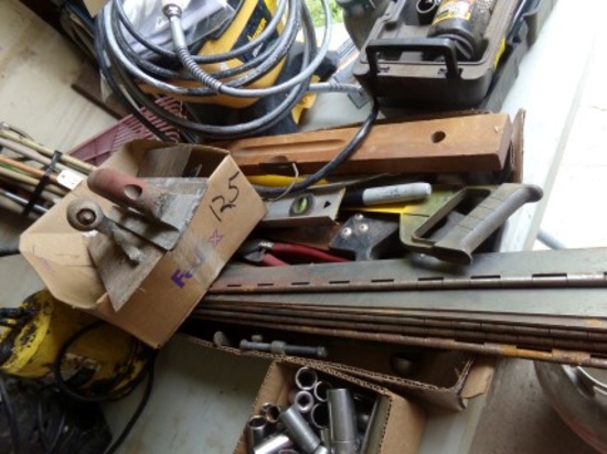 (2) Boxes Misc. Tools - Saws, Levels, Piano Hinges, Trowels