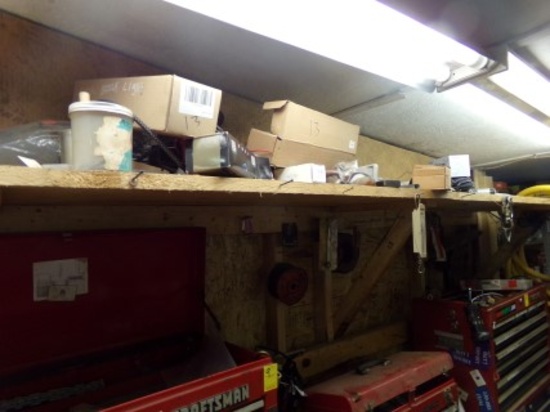 Contents of Wall Behind 3 Tool Boxes and Shelf Above Wire and Misc Items