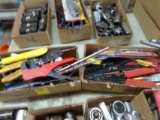 (2) Boxes w/Wire Strippers, Test Light, Grinding Discs, etc.