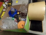 Roll of Black Adhesive Tape, Roofing, and Box of Hardware with Misc Items