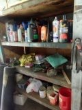 Contents of Left Side of Wood Shelves, Fluids, Hardware and Misc Items