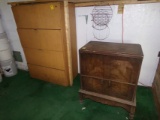 Antique Storage Cabinet and an Old Wooden Lateral File Cabinet