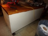 Butcher Block Top Work Table w/Comm'l Can Opener, w/Shelves Underneath, 30'