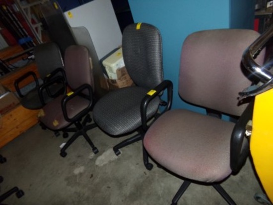 (4) Office Chairs, (2) Red, (2) Grey