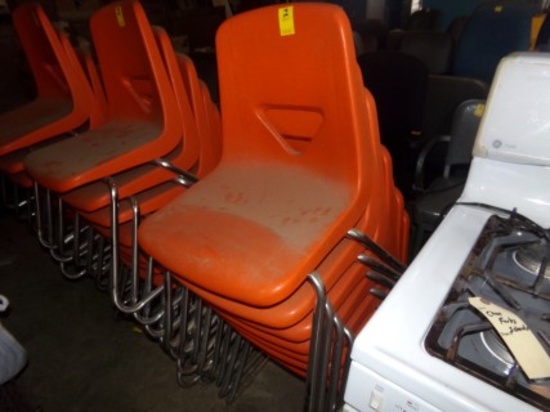 (8) Orange Plastic Student's Chairs, (8x Bid Price)