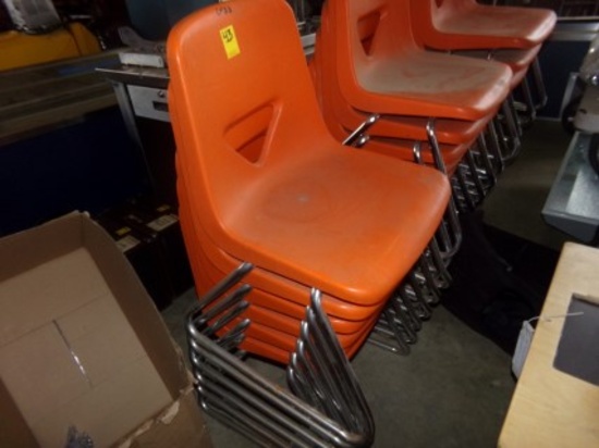(6) Orange Plastic Student Chairs, (6x Bid Price)