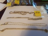 Group of (4) Necklaces - 2 Silver LIke, 2 Gold Like, 1 Had Snowflake Pendan