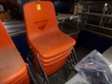 (8) Orange Plastic Student Chairs, (8x Bid Price)