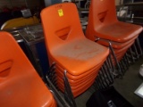(8) Orange Plastic Student Chairs, (8x Bid Price)