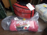 New Pack of Shop Towels and Red Bag with Misc Tools