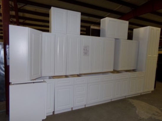 Aspen White Kitchen Set - 15-Pc Set, 42'' Wall Cabinets, 4-Dr 24'' x 96'' P