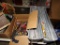 (2) Folding Sawhorses and Box of Misc Hand Tools