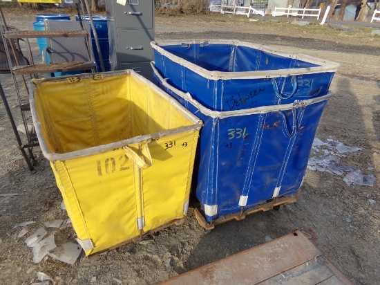 3 Laundry Cart, 2 Blue, 1 yellow, (3x Bid Price)